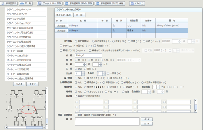 医療用遺伝家系図 自動作成ソフトウェア f-tree